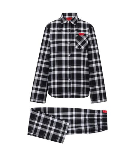 Ensemble De Pyjama Long Flannel Femme Gris Noir Hugo