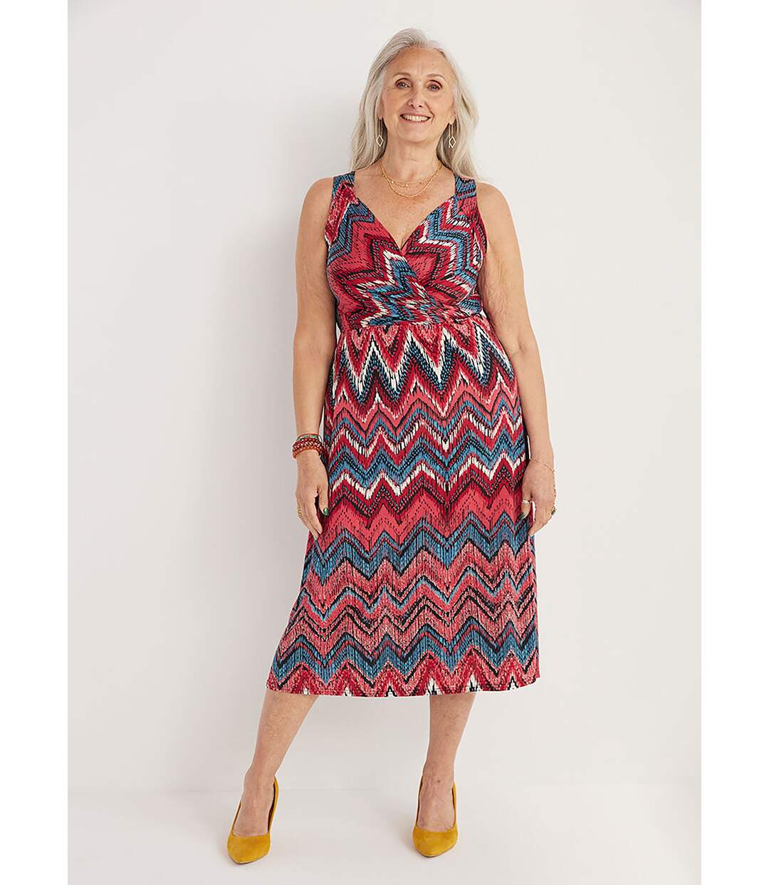 Robe longue cache-coeur sans manches-1