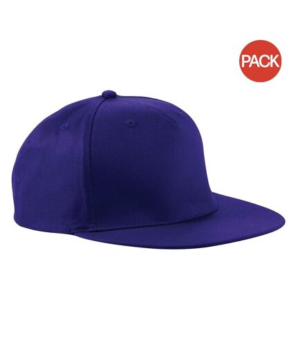 Beechfield Unisex 5 Panel Retro Rapper Cap (Pack of 2) (Purple) - UTRW6724