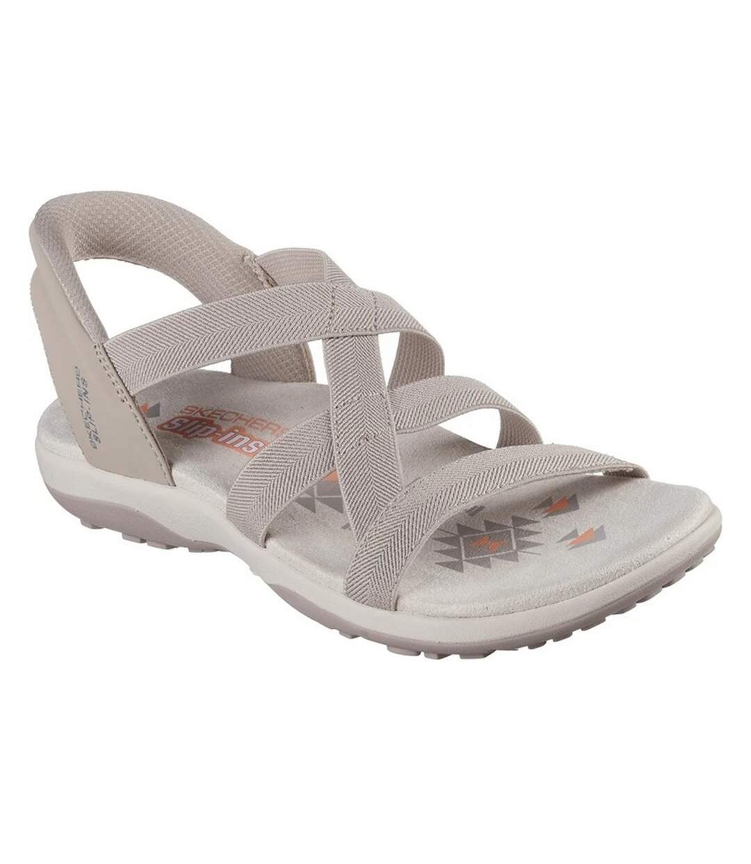 Womens/ladies Reggae Stretch Flex Slim Sandals Taupe Skechers-1