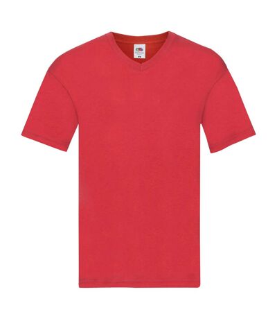 Fruit of the Loom Mens Original Plain V Neck T-Shirt (Red) - UTBC5316