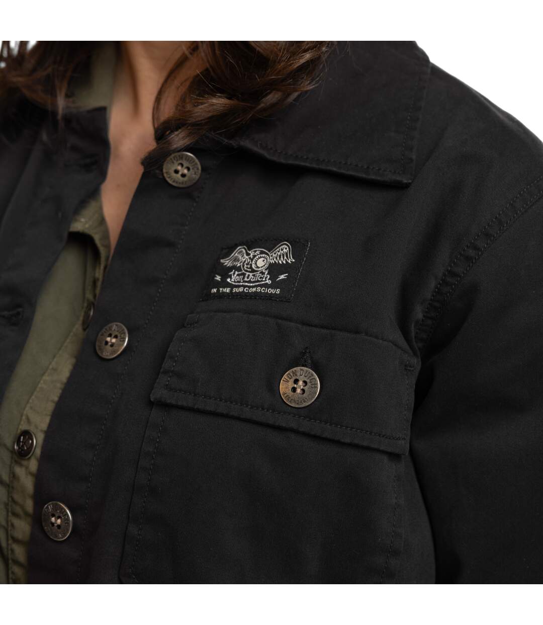Veste femme en twill  avec print, broderie dos et fil lurex Endless Vondutch-2