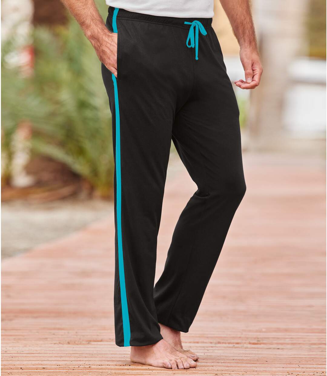 Men's Black Cotton Trousers - Elasticated Waistband