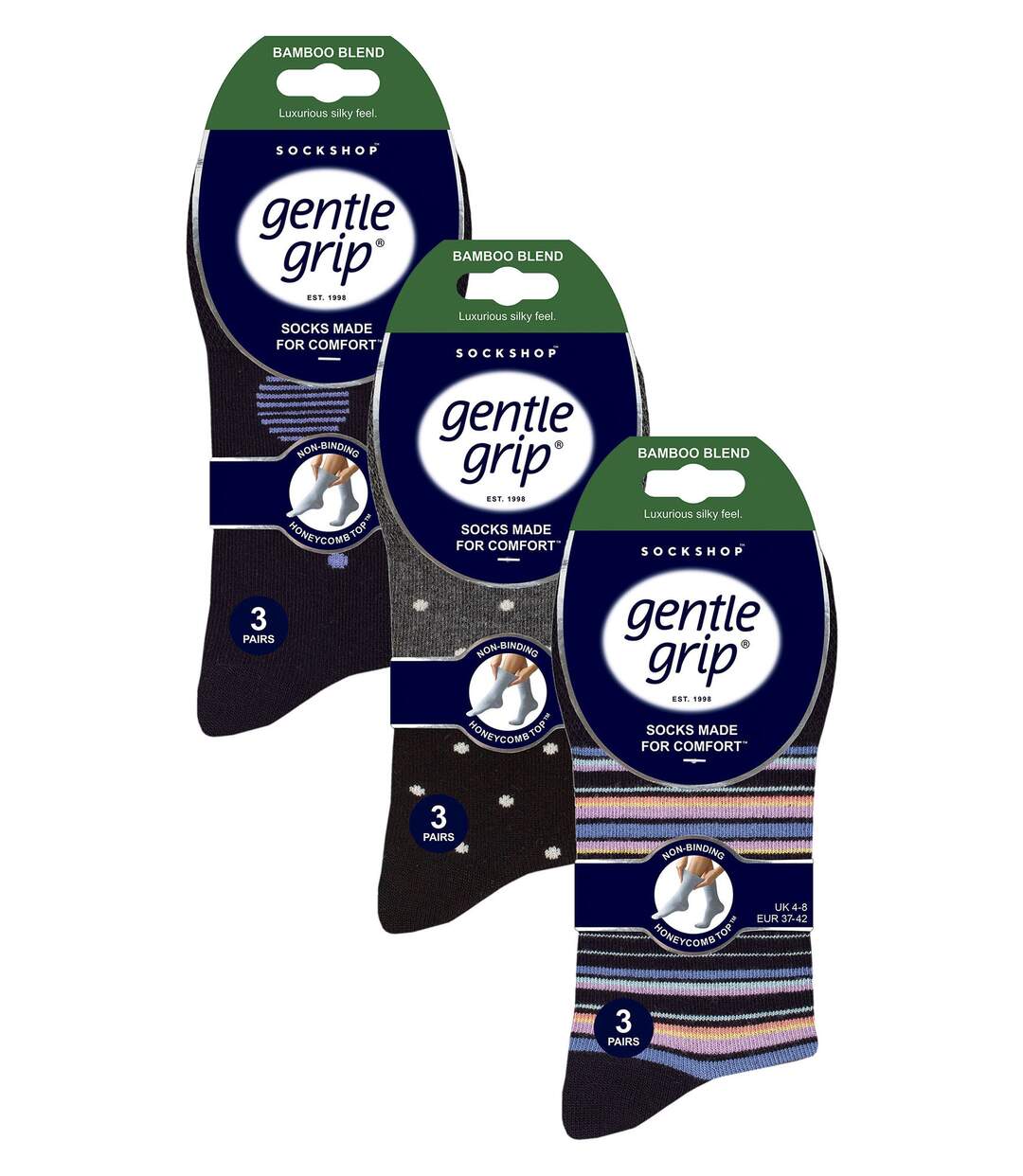 Gentle Grip - 9 Paires Femme Chaussettes Bambou Sans Elastiques