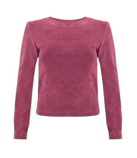 Haut Manches Longues Motif/style Côtelé Femme Bordeaux I Saw It First