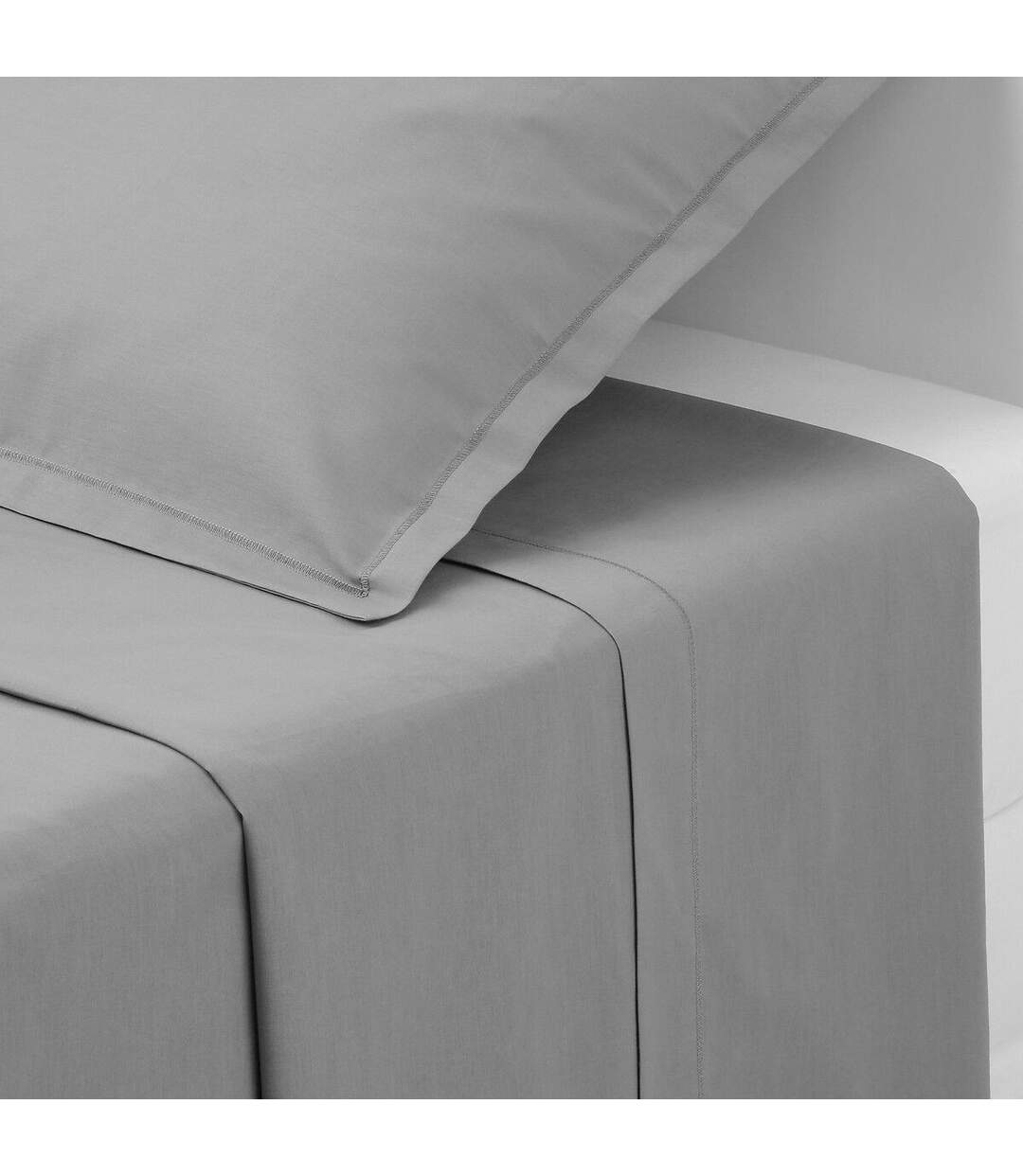 Drap Plat 1 Personne Percale 180x290cm Gris-1
