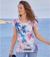 Women's Pink Palm Print T-Shirt Atlas For Men