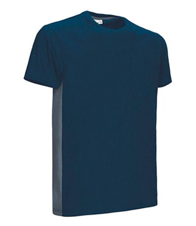 T-shirt bicolore - Unisexe - réf THUNDER - bleu marine et gris ciment