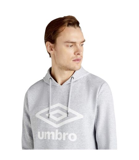 Umbro Mens Team Stacked Logo Hoodie (Grey Marl/White) - UTUO1827