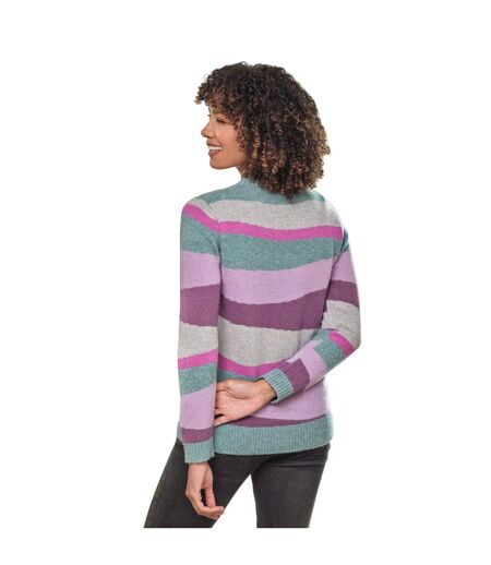 Womens/ladies Abstract Wavy Fleece Jumper Multicoloured WoolOvers
