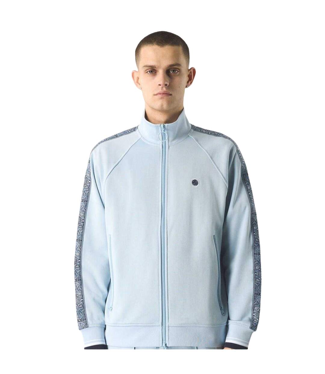 Mens Eclipse Paisley Taped Raglan Track Top Light Blue Pretty Green-4