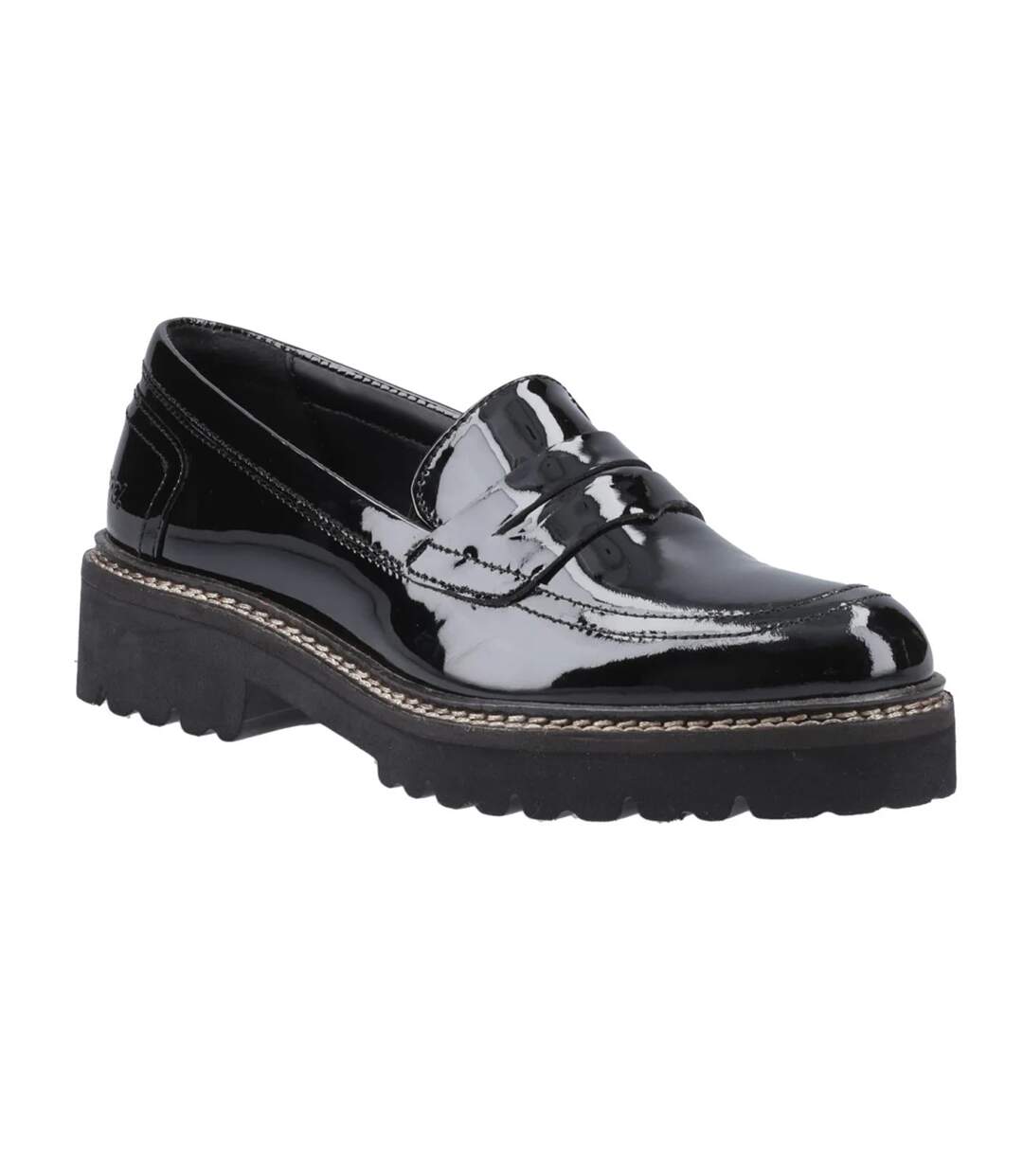 Mens Kenny Leather Loafers Black Patent POD-1