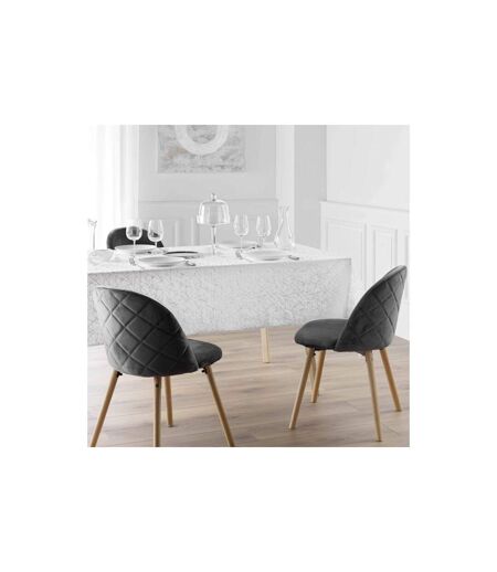 Nappe Antitache Imprimé Mikado 140x240cm Blanc & Argent