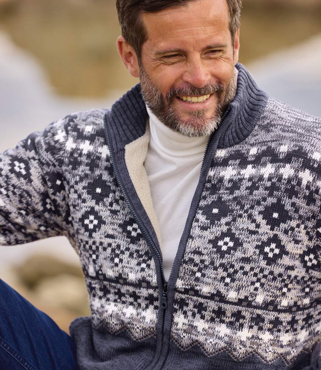 Le Blouson Tricot Jacquard Doublé Sherpa-5