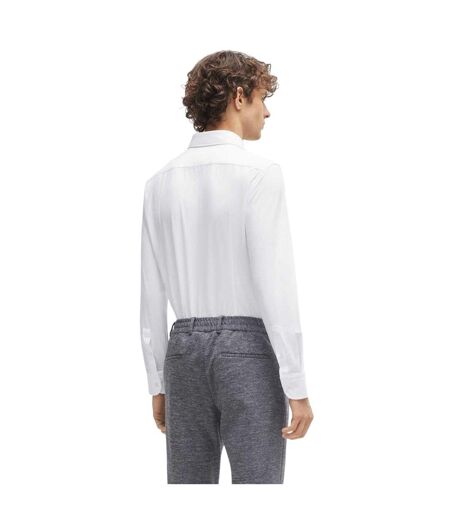 Mens Point Collar Long-sleeved Shirt White Boss