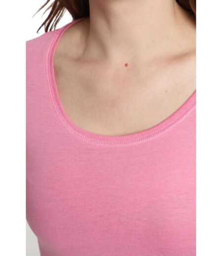 Tee Shirt Col Rond Manches Courtes Femme Marine Bubble Gum(fuschia) | Gerard Pasquier Avec Col Rond