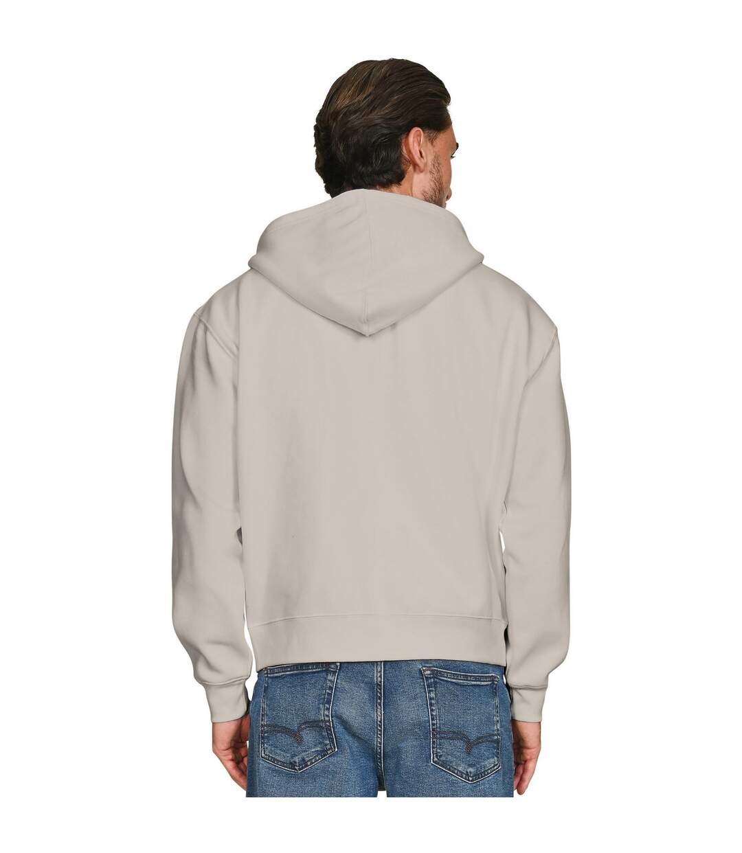 Unisex Adult Combed Cotton Oversized Full Zip Hoodie Stone Casual Classics-2