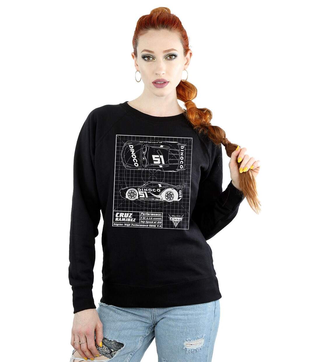 Disney Sweat-shirt Blueprint Femmes/Dames Cars Cruz Ramirez (Noir) - UTBI3268-4