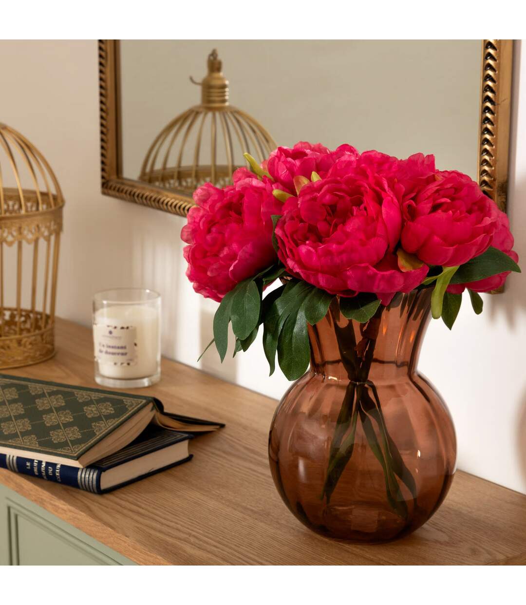 Bouquet de Fleurs 4 Pivoines 30cm Rose Blush-3
