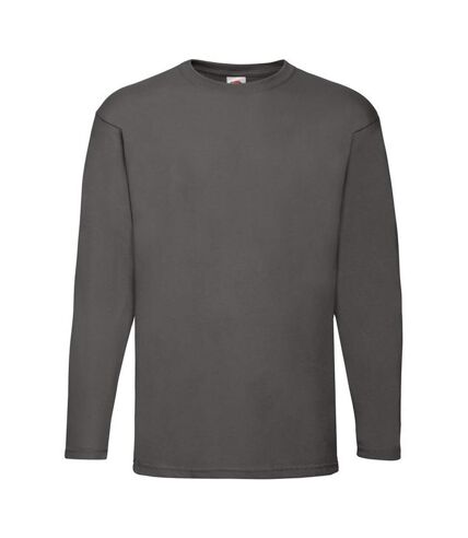 Mens valueweight heather long-sleeved t-shirt light graphite Fruit of the Loom