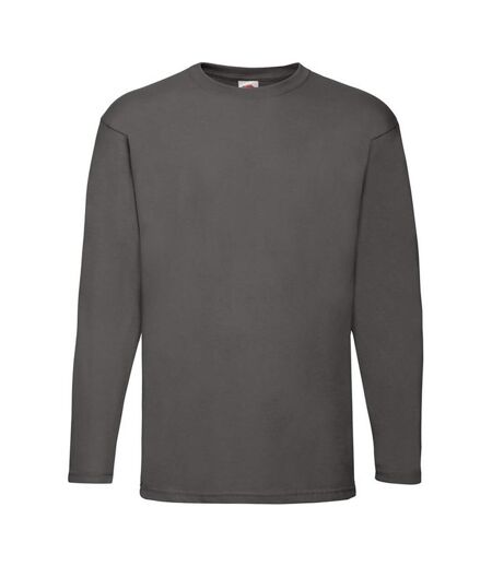 Mens valueweight heather long-sleeved t-shirt light graphite Fruit of the Loom