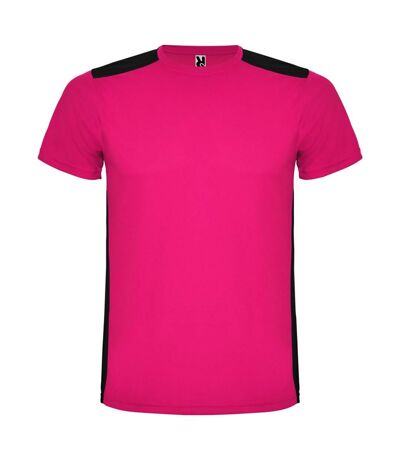 T-shirt detroit adulte fuchsia / noir uni Roly