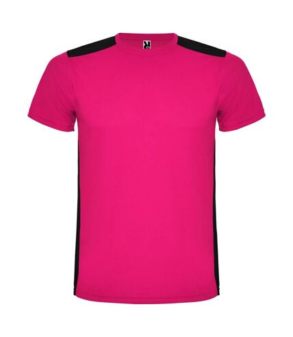 T-shirt detroit adulte fuchsia / noir uni Roly