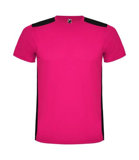 T-shirt detroit adulte fuchsia / noir uni Roly