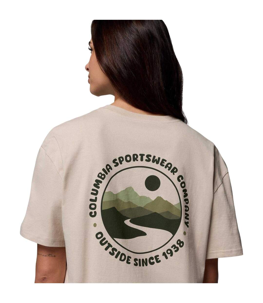 Womens/ladies Floral Oversized T-shirt Beige Columbia-4