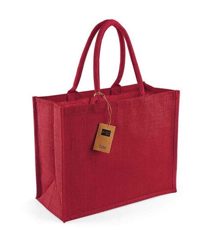 Westford Mill Classic Jute Shopper Bag (Red) (One Size) - UTRW9412