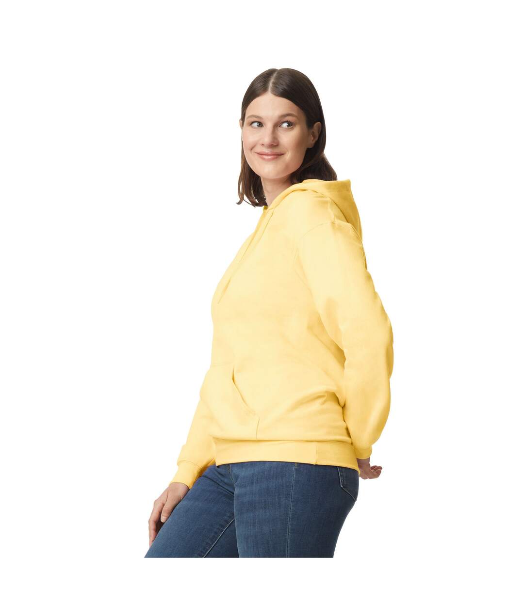 Sweat à capuche softstyle adulte jaune pâle Gildan-3