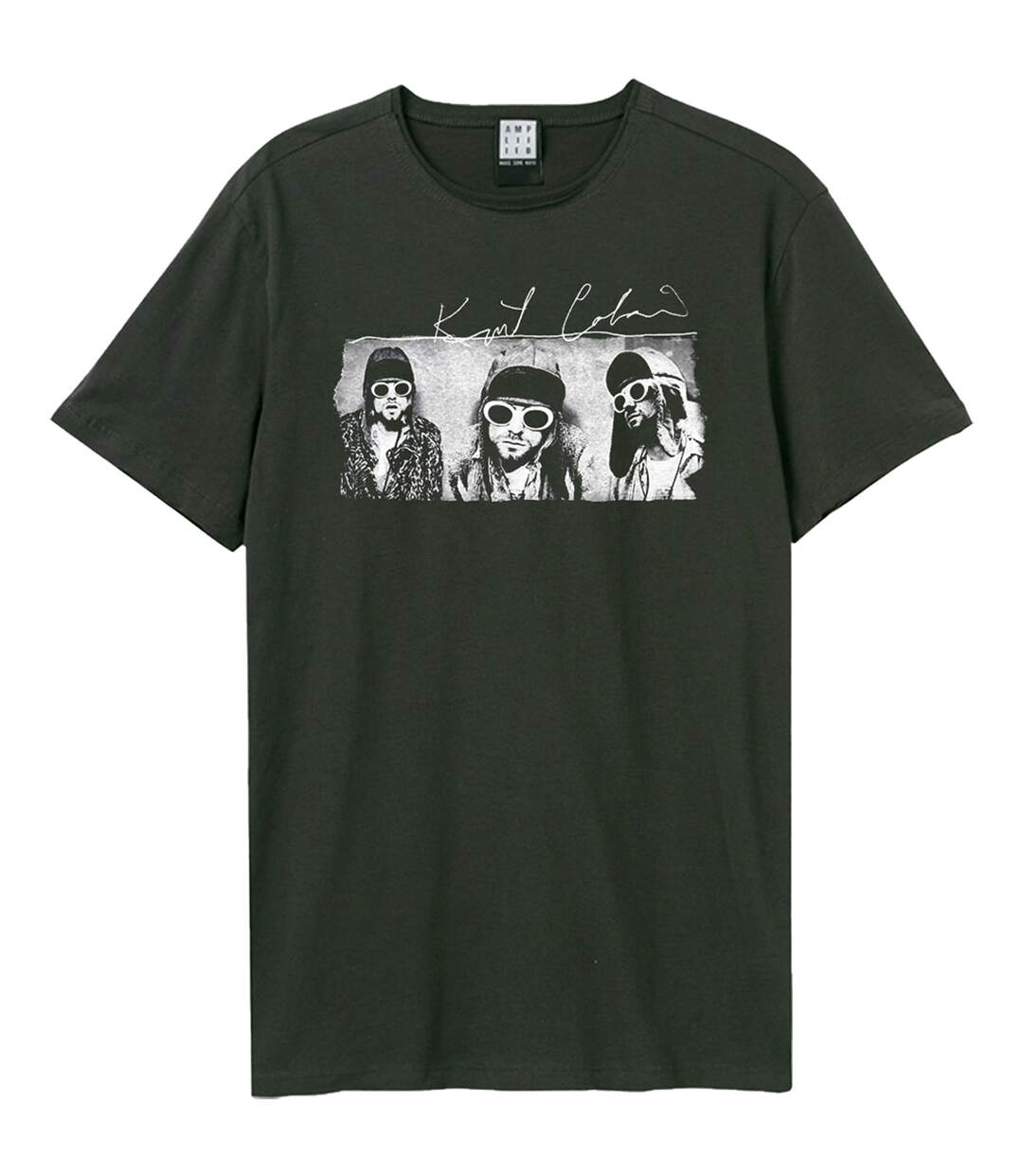 Unisex adult frohmans photos kurt cobain t-shirt charcoal Amplified-1