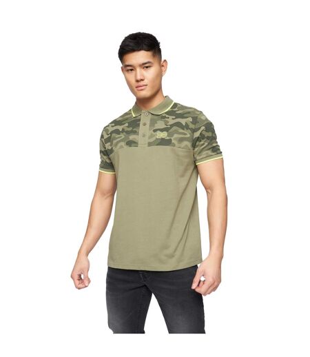 Mens brightling camo polo shirt olive Crosshatch