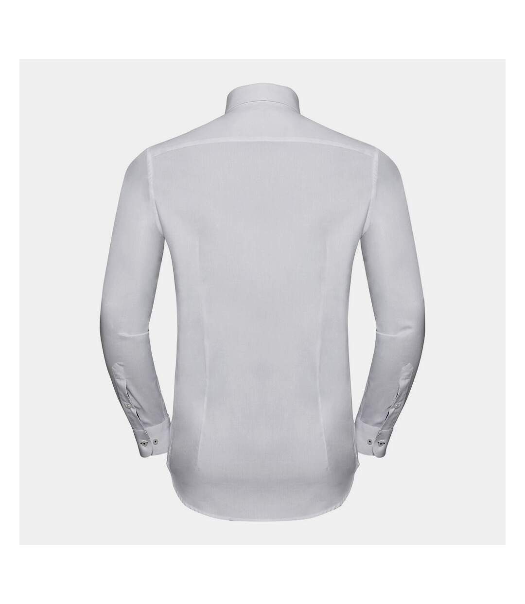 Mens long sleeve contrast herringbone shirt white/silver Russell Collection