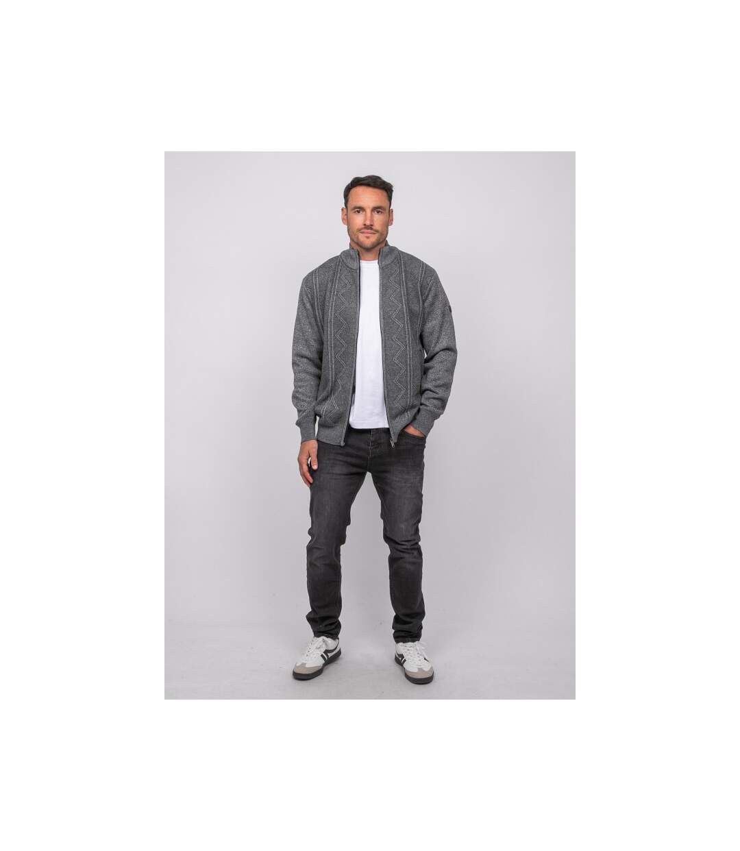 Gilet zippé col montant motif géométrique LIDERAL-4