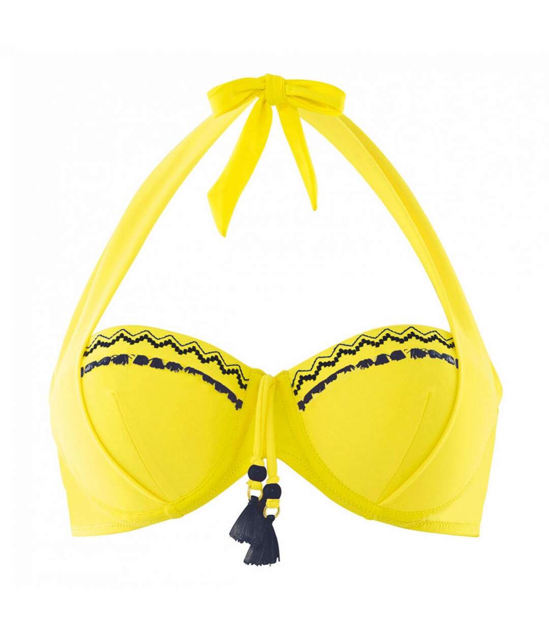 Haut de maillot balconnet jaune/marine Mambo-1