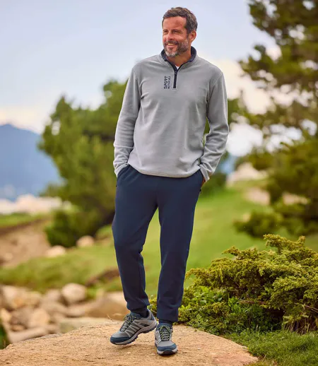 Pack of 2 Men's Sporty Microfleece Jumpers - Grey Navy
