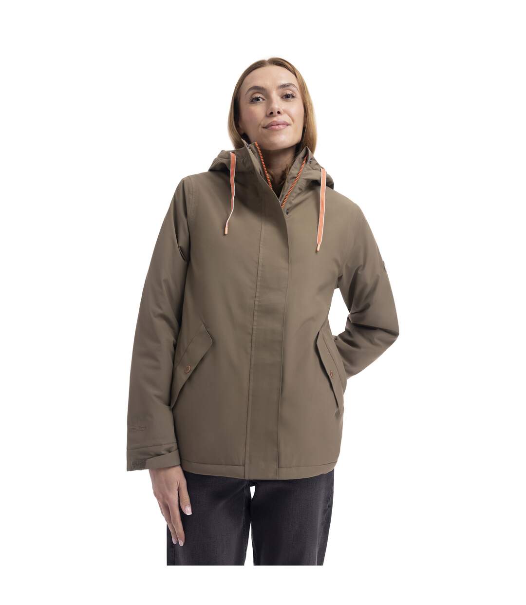 Veste Imperméable Unie À Capuche Yulia Femme Kaki Clair Trespass-4