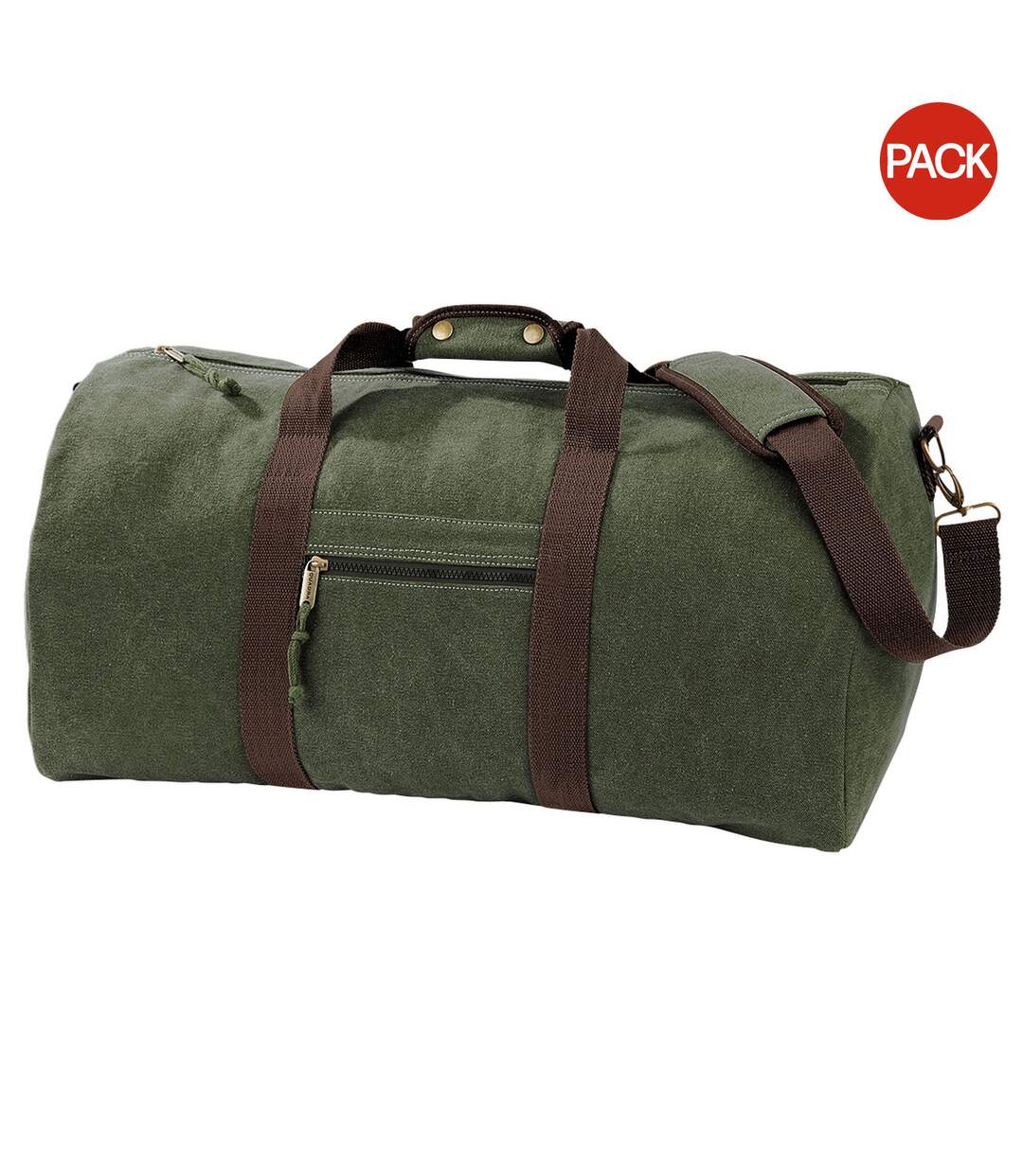 Quadra Vintage Canvas Holdall Duffel Bag - 45 liters (Pack of 2) (Vintage Military Green) (One Size) - UTBC4429-1