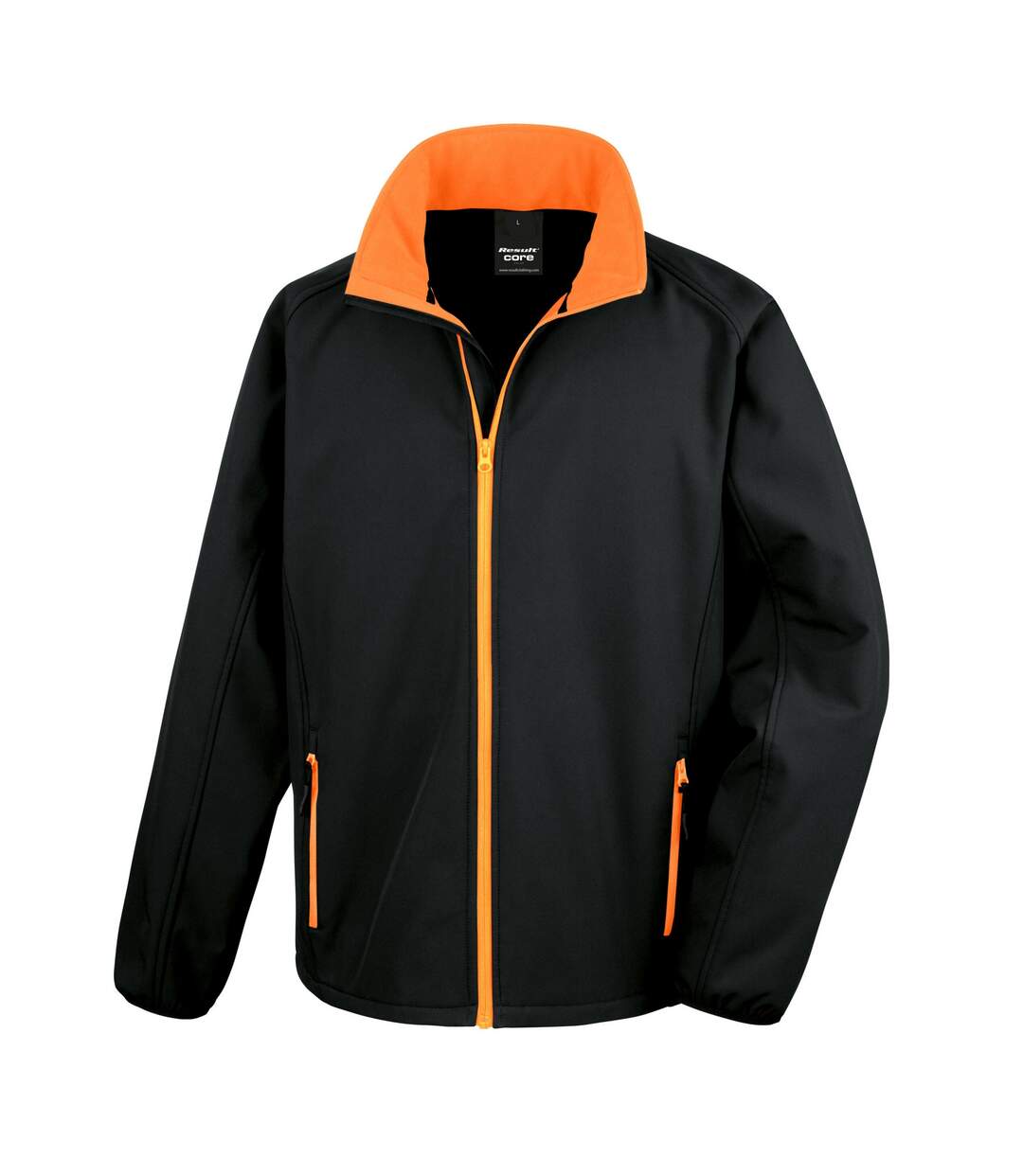 Mens printable soft shell jacket black/orange Result Core-1