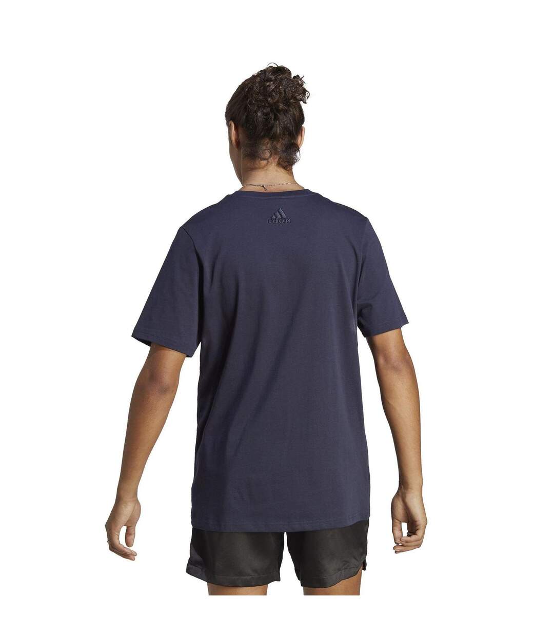 Mens Essentials Logo Cotton T-shirt Navy Adidas-3