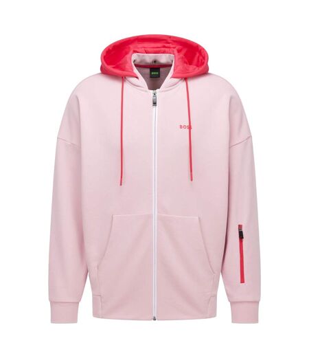 Mens Saggyart Zipped Hoodie Pink Boss