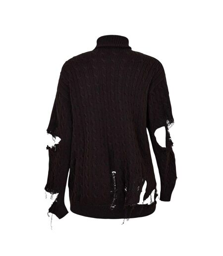Womens/ladies Distressed Relaxed Fit Jumper Brown Balenciaga