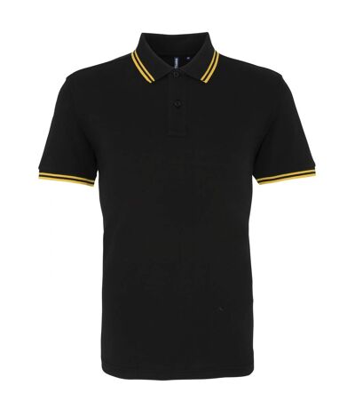 Asquith & Fox Mens Classic Fit Tipped Polo Shirt (Black/Yellow) - UTRW4809