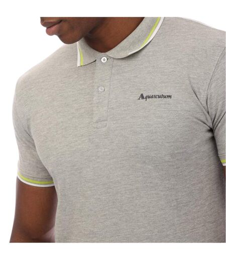 Mens Slim Short-sleeved Polo Shirt Grey Aquascutum