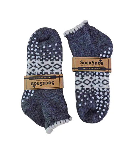 1 Pack Ladies Thermal Low Cut Wool Non Slip Ankle Slipper Socks