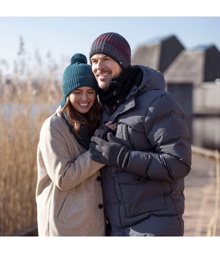 Mens Fleece Lined Striped Insulated Thermal Beanie Hat for Winter
