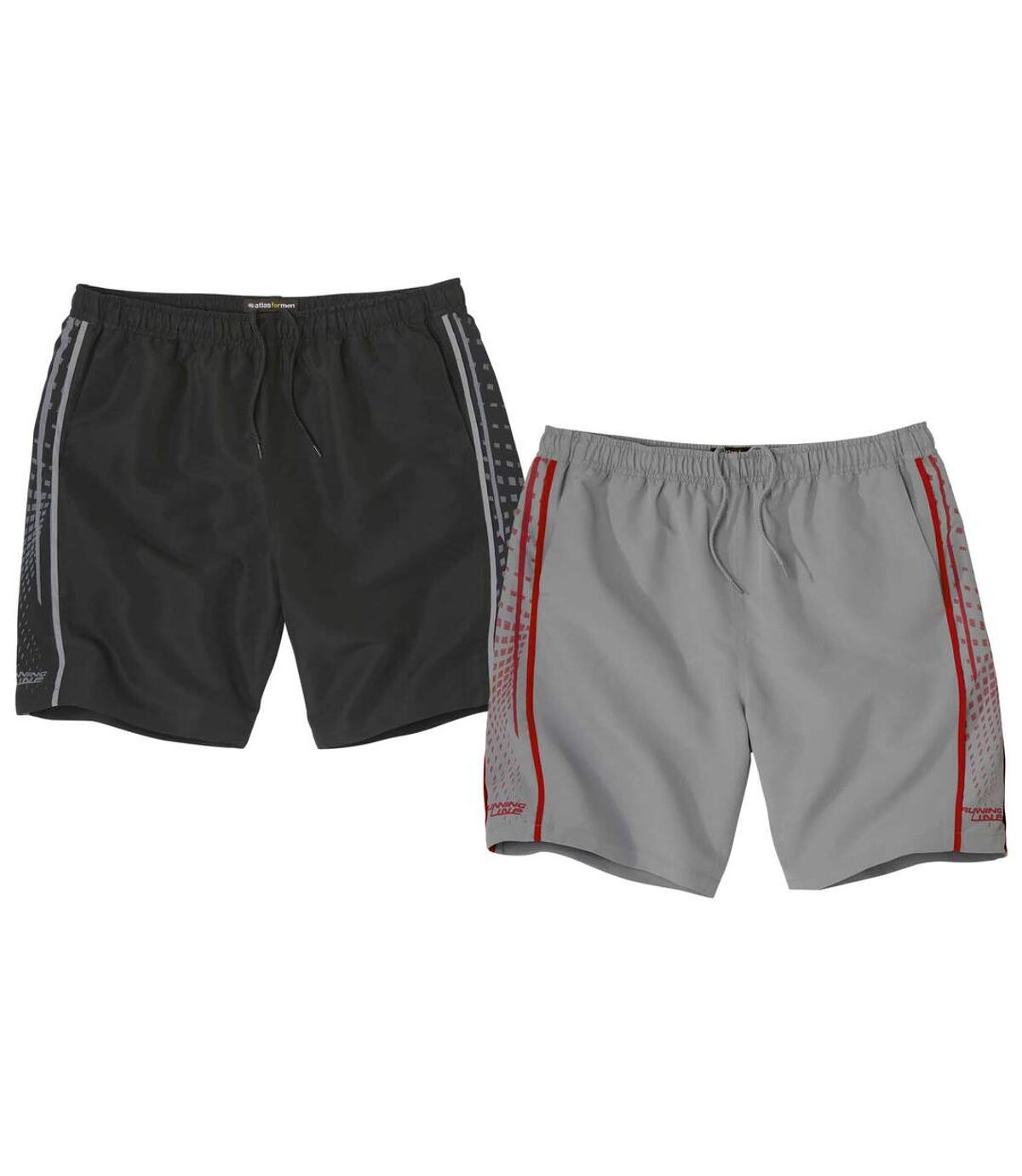 Pack of 2 Men's Microfibre Shorts - Black Grey Atlas For Men