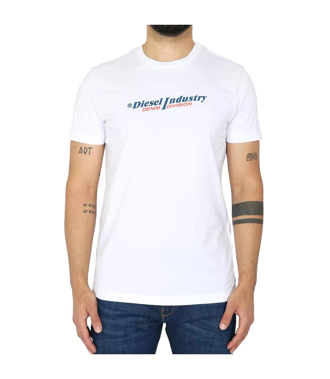 T-shirt Motif/style Logo Industry Denim Division Adulte Blanc Diesel-1