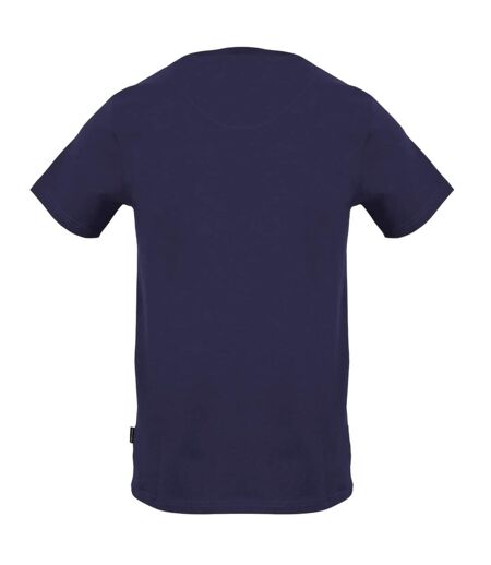 Unisex Adult Lettering Print Crew Neck T-shirt Navy Aquascutum